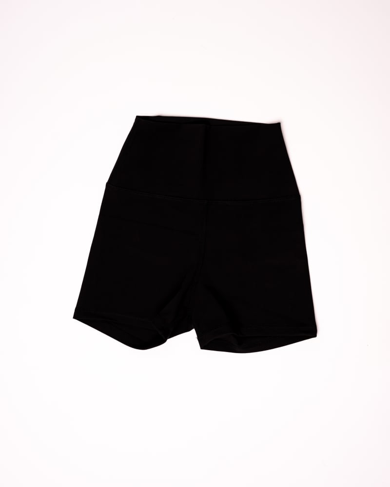 Front of a size XL High Waisted Short Shorts in Black by Gold Elite Apparel. | dia_product_style_image_id:315327